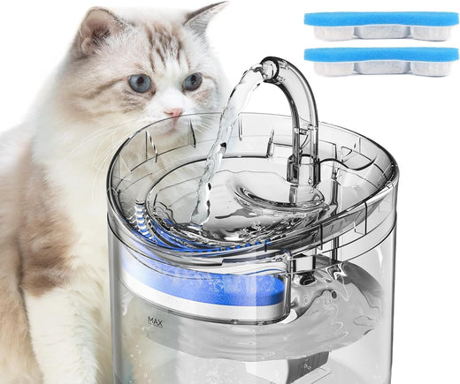 Cat Water Fountain 61oz Clear Pet Drinking Fountain - clear 1.8L tank with cat