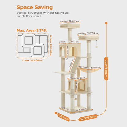Large Multi-Level Cat Tree Tower for Indoor Cats