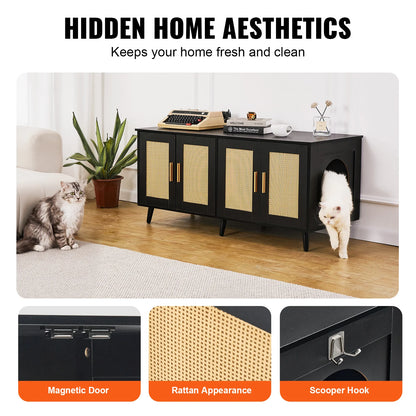 Hidden Litter Box Enclosure for 2 Cats – Wooden Cat Furniture