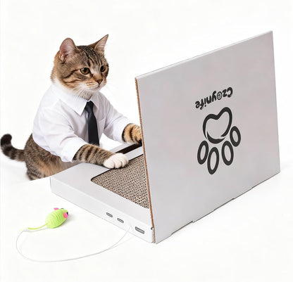 Cat Laptop Scratcher - Cardboard Interactive Toy for Indoor Cats