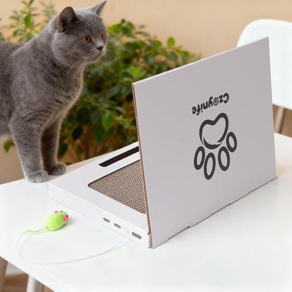 Cat Laptop Scratcher - Cardboard Interactive Toy for Indoor Cats