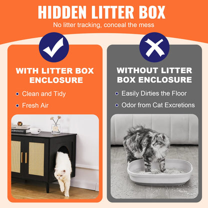 Hidden Litter Box Enclosure for 2 Cats – Wooden Cat Furniture