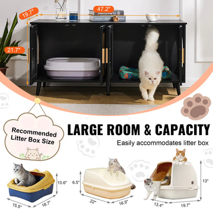 Hidden Litter Box Enclosure for 2 Cats – Wooden Cat Furniture