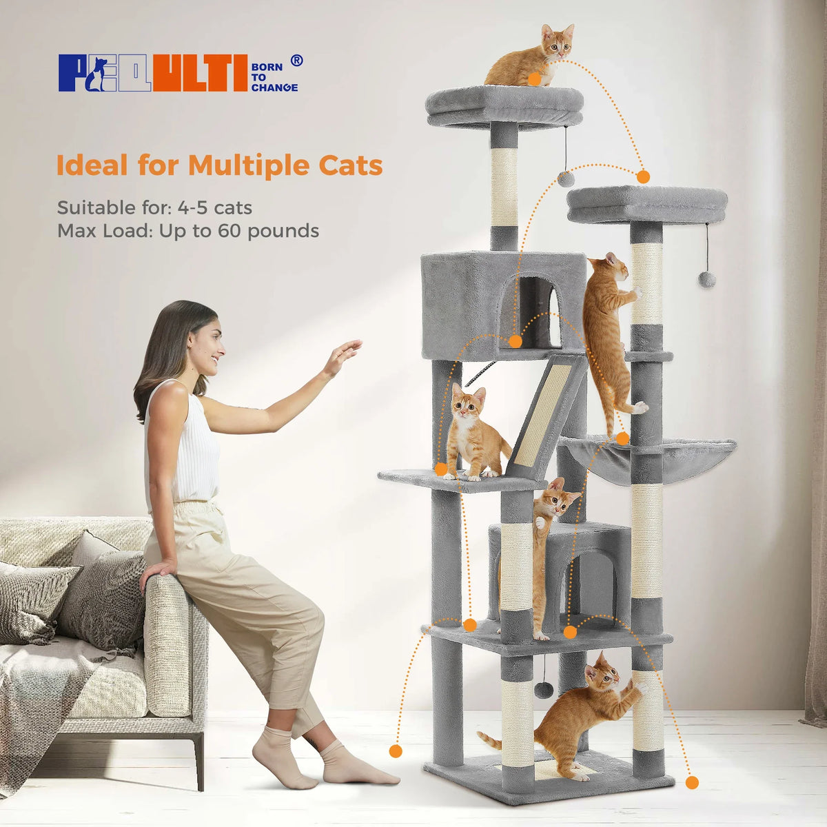 Large Multi-Level Cat Tree Tower for Indoor Cats