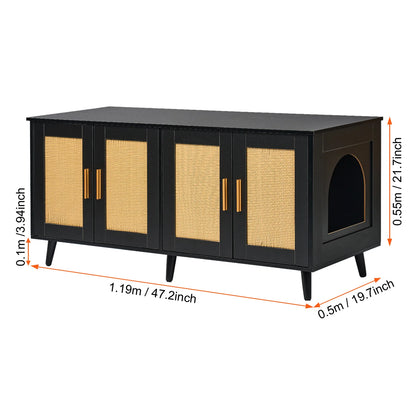 Hidden Litter Box Enclosure for 2 Cats – Wooden Cat Furniture