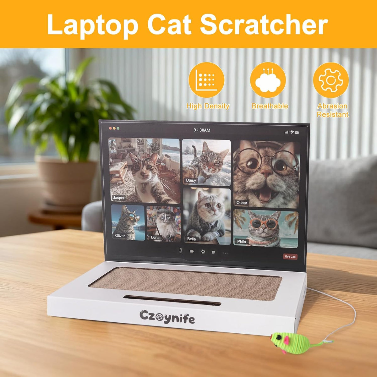 Cat Laptop Scratcher - Cardboard Interactive Toy for Indoor Cats