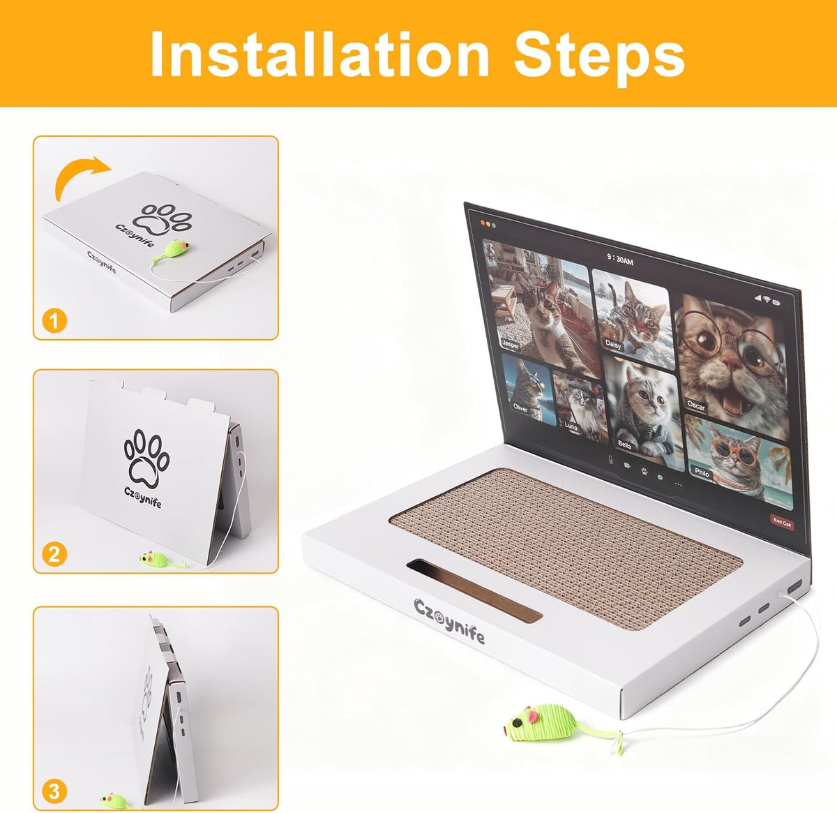Cat Laptop Scratcher - Cardboard Interactive Toy for Indoor Cats