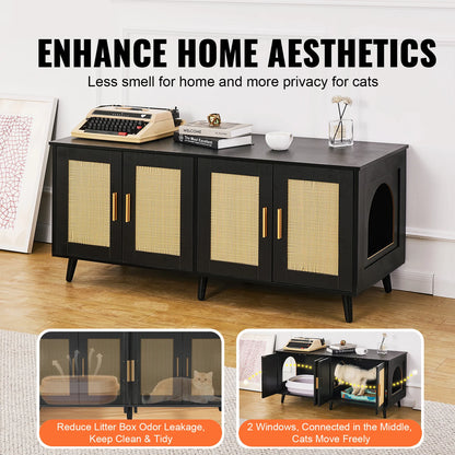 Hidden Litter Box Enclosure for 2 Cats – Wooden Cat Furniture