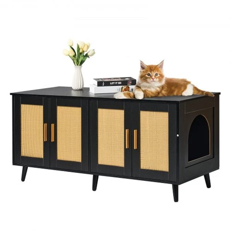 Hidden Litter Box Enclosure for 2 Cats – Wooden Cat Furniture