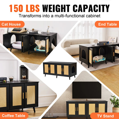 Hidden Litter Box Enclosure for 2 Cats – Wooden Cat Furniture