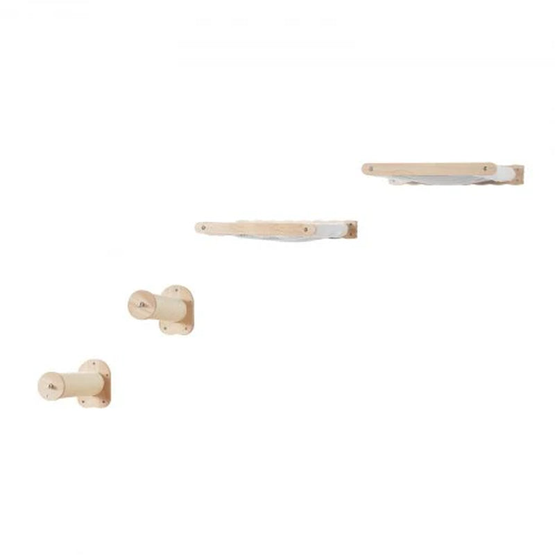 Cat Wall Shelf Set – 2 Perches, 2 Hammocks & Sisal Posts