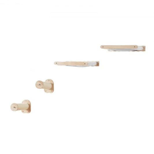 Cat Wall Shelf Set – 2 Perches, 2 Hammocks & Sisal Posts